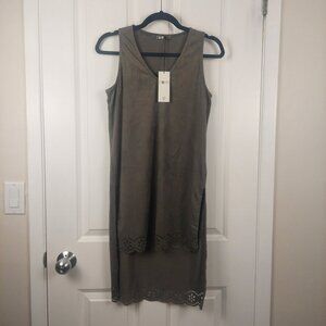COIN 1804 Women Long Tunic Grey Vegan Leather Large